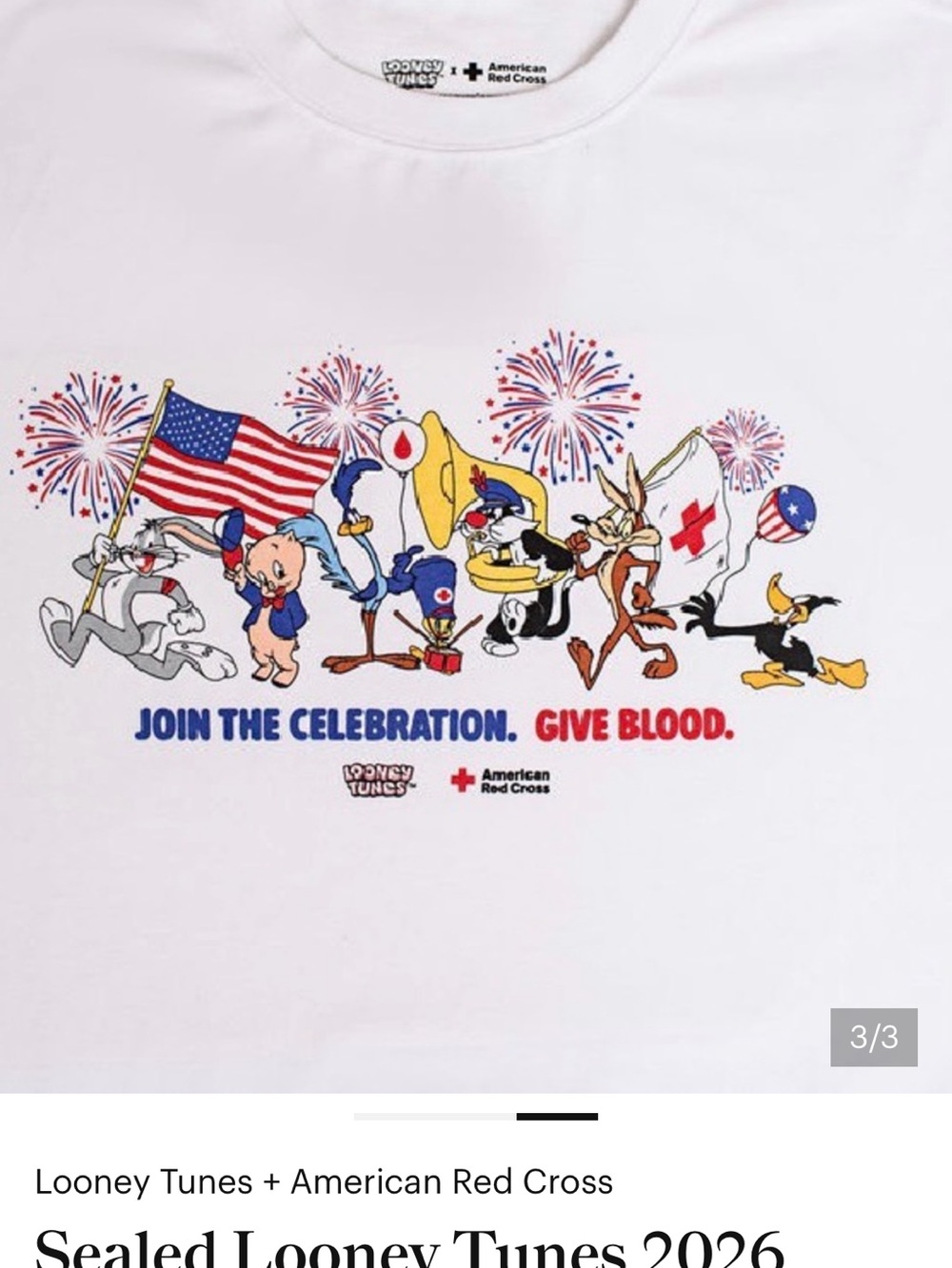 Looney Tunes x American Red Cross White Graphic Tee - Join the Celebration